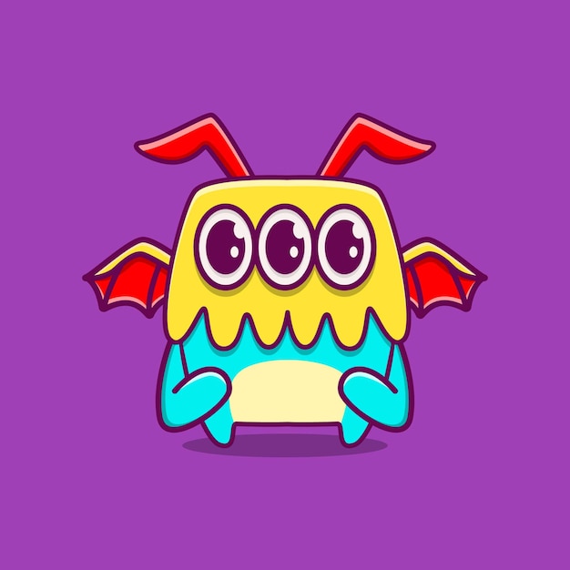 Vettore kawaii cartoon monster doodle design