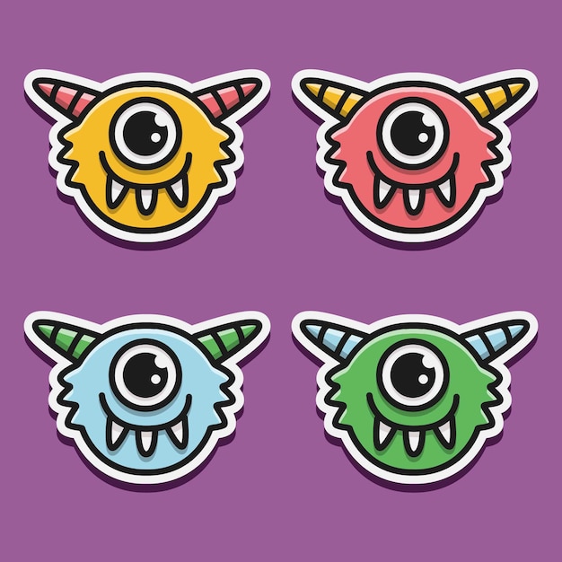 Vector kawaii cartoon monster doodle illustration