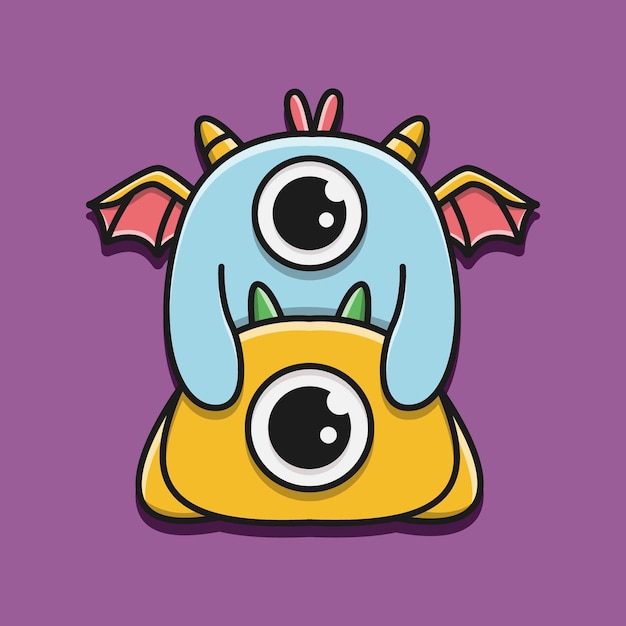 Kawaii cartoon monster doodle illustration