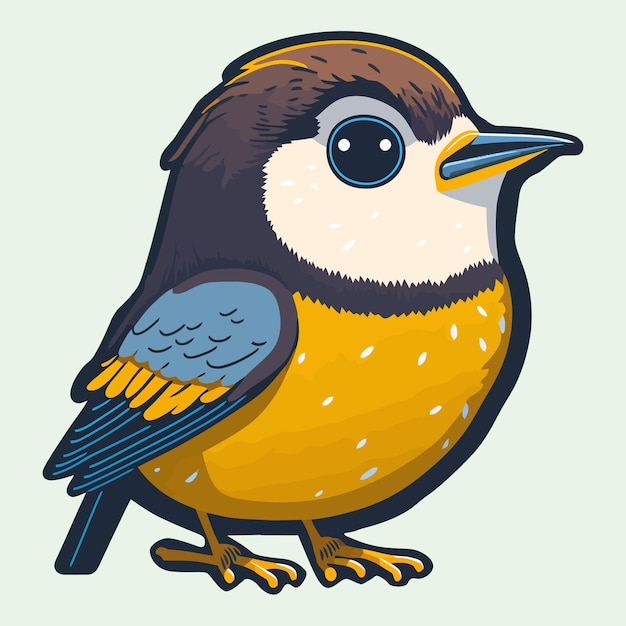 Kawaii cartoon vectorillustratie van schattige meesvogel