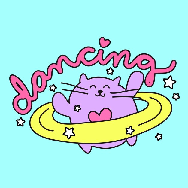 Vector kawaii cat dancing