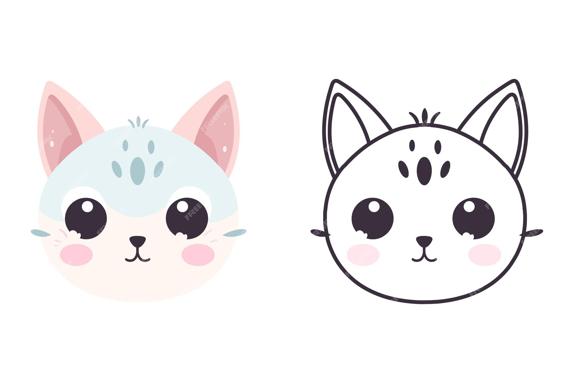 Kawaii cat flat Icon vector. Cute cat-flat illustration. Cute