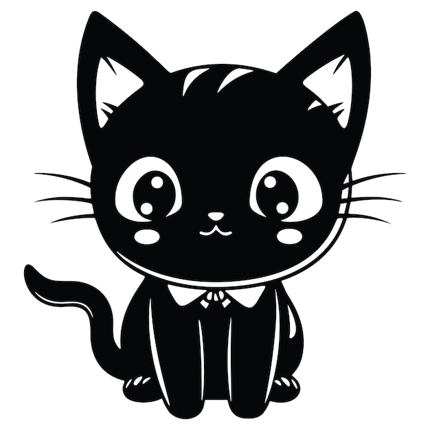 120+ Silhouette Of A Cute Anime Cats Stock Illustrations, Royalty