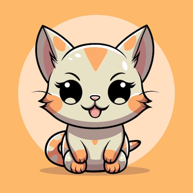 Vector kawaii cat sitting illustration