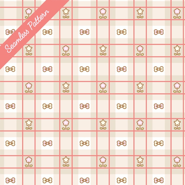 Kawaii checkered seamless pattern