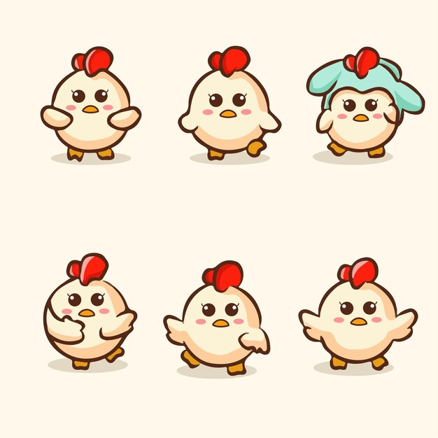 Vector kawaii chickens delightful cartoon depictions of cute little birds set