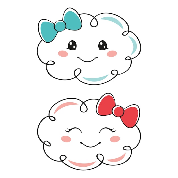 Vector kawaii clouds cartoon vector illustration