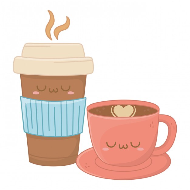 Vector kawaii of coffee cup cartoon