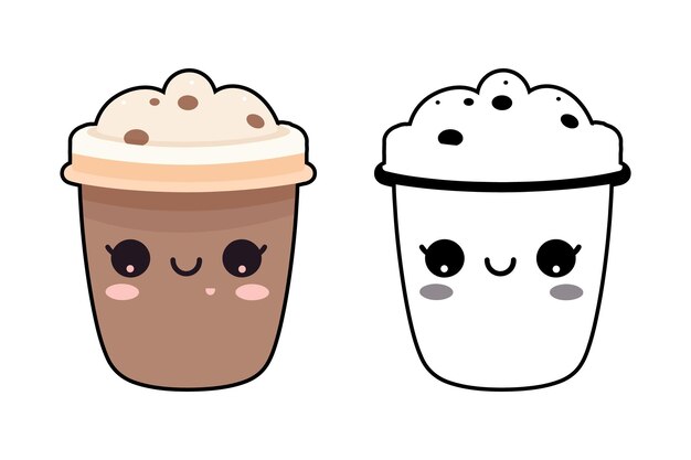 カワイ コーヒー カップ ベクトル イラストデザイン