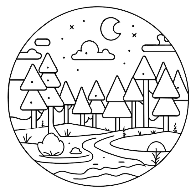 kawaii coloring page forest adventure way