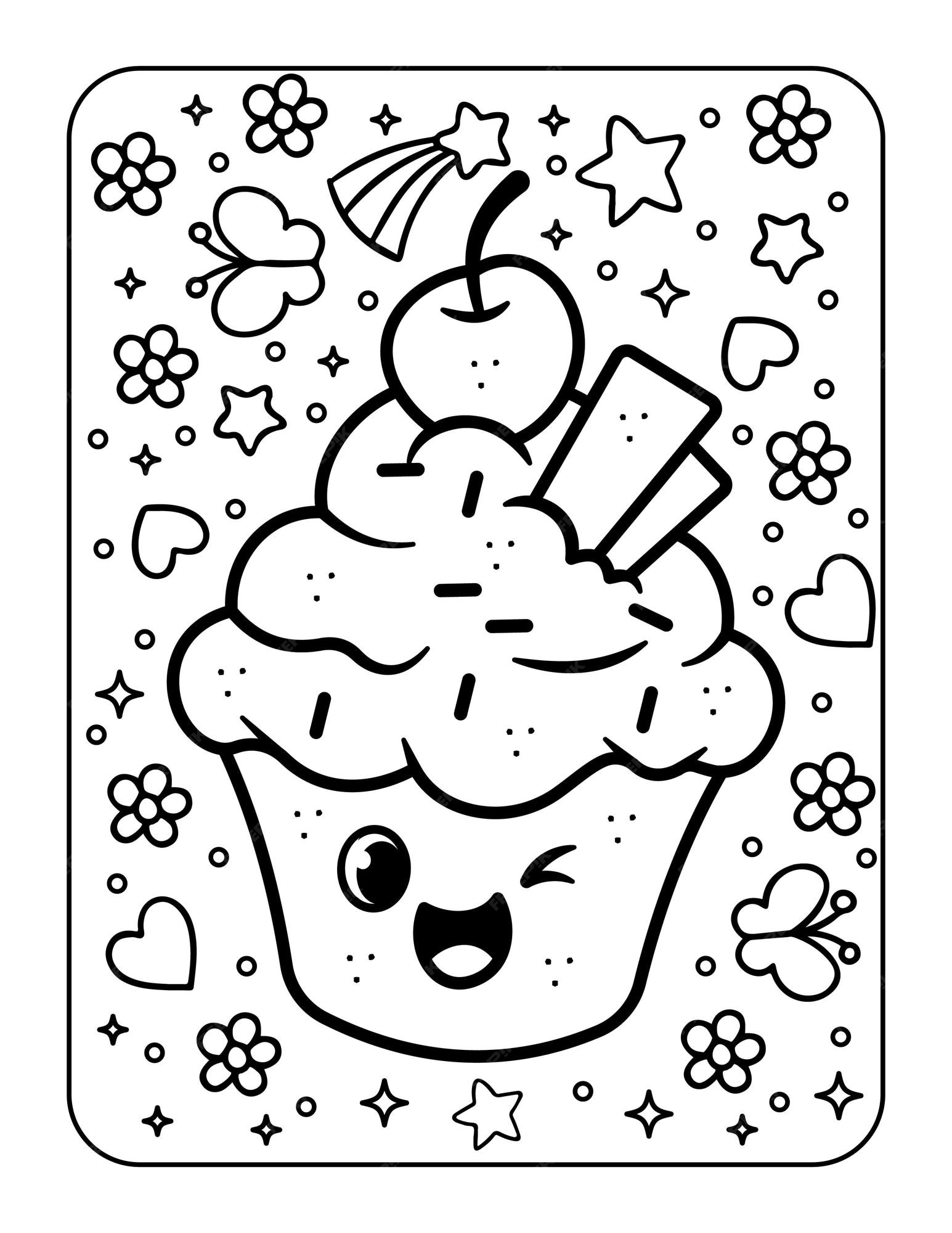 Premium Vector  Kawaii coloring page