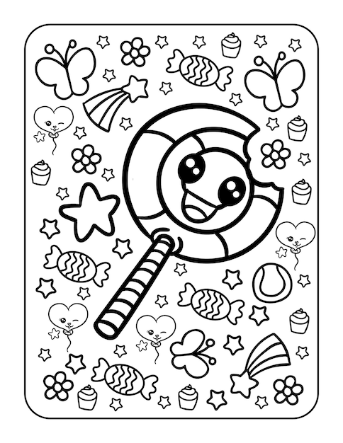 Vector kawaii coloring page for kids