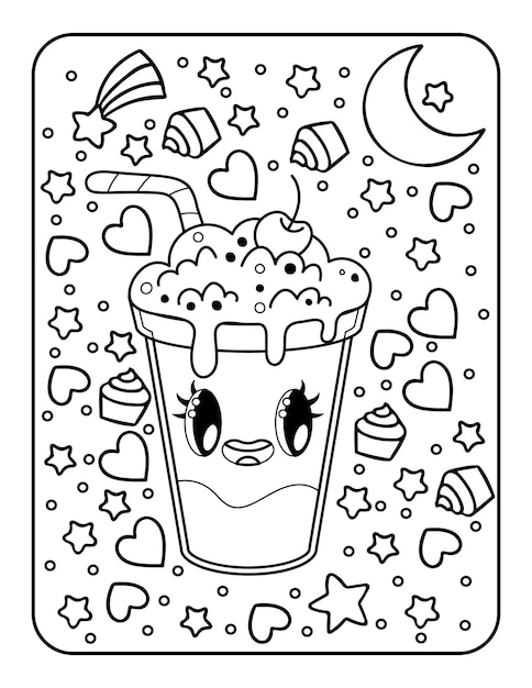 Vector kawaii coloring page for kids