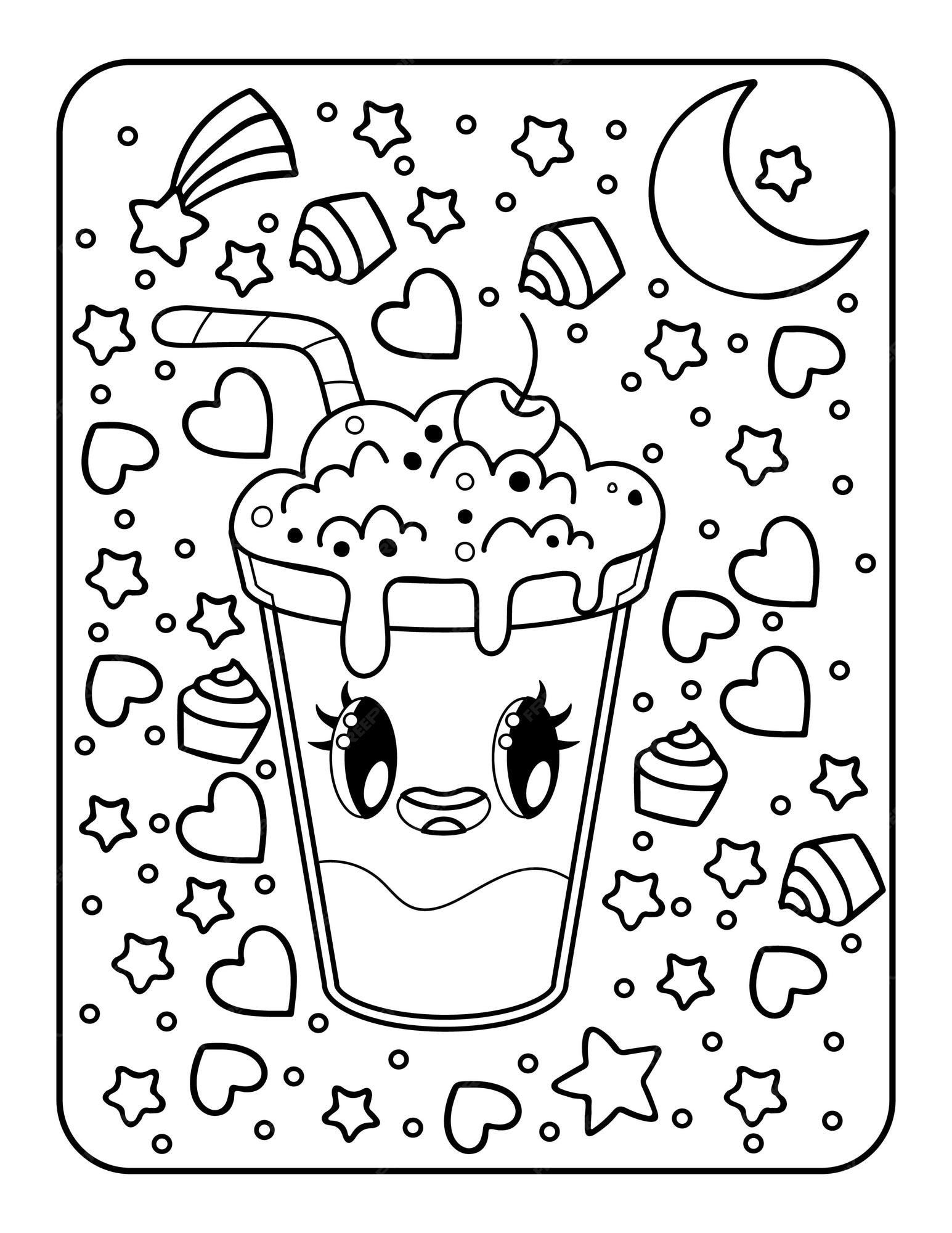 kawaii food coloring pages