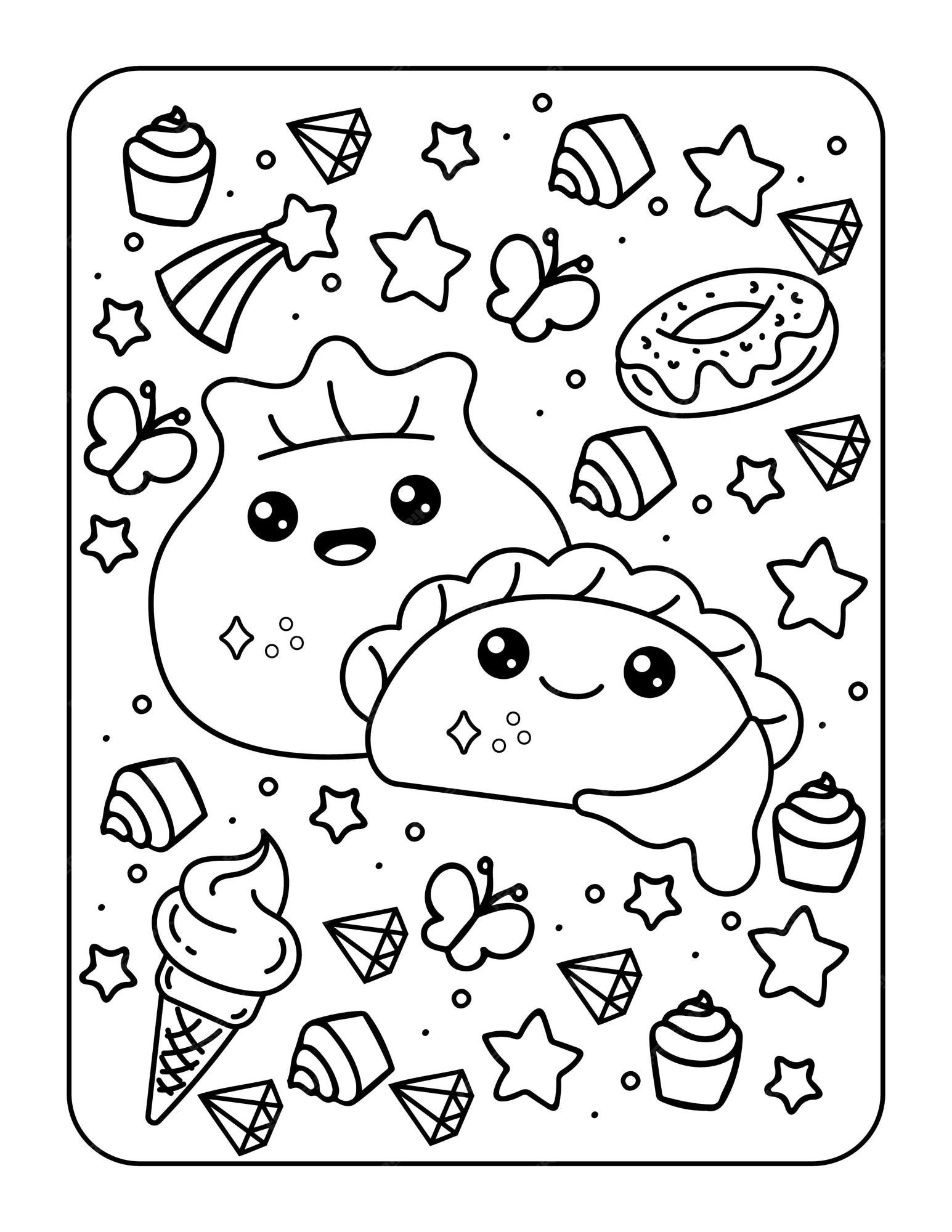 Premium Vector  Kawaii coloring page for kids