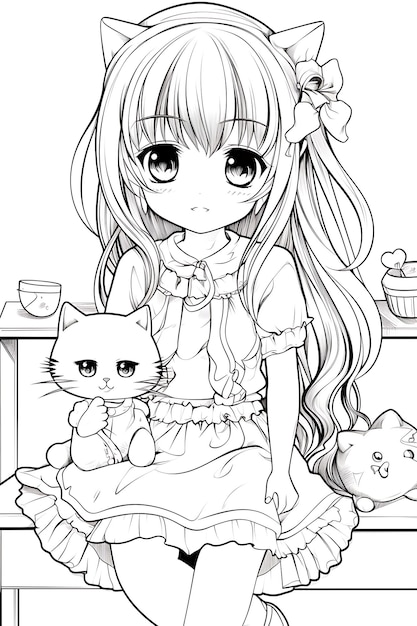 Vector kawaii coloring page