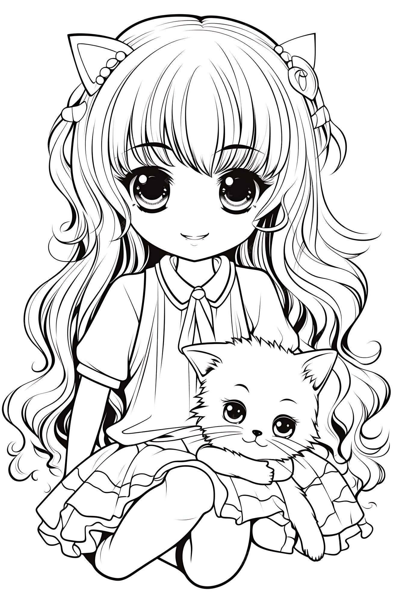 Premium Vector  Kawaii coloring page