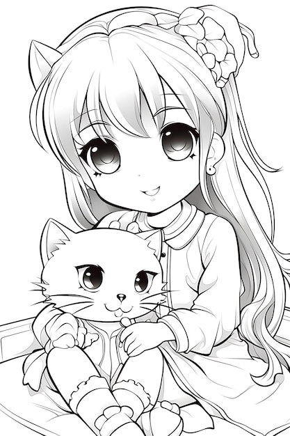  Cute Anime Catgirls Coloring Book: 45 Kawaii Coloring Pages for  Stress Relief for Anime Fans: 9798857280492: Null, Savannah: Books