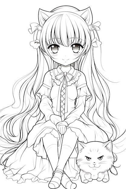 Vector kawaii coloring page