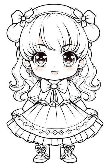 Chibi Coloring Pages 15906867 Vector Art at Vecteezy