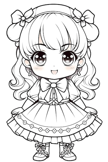 Chibi Coloring Pages 15906867 Vector Art at Vecteezy