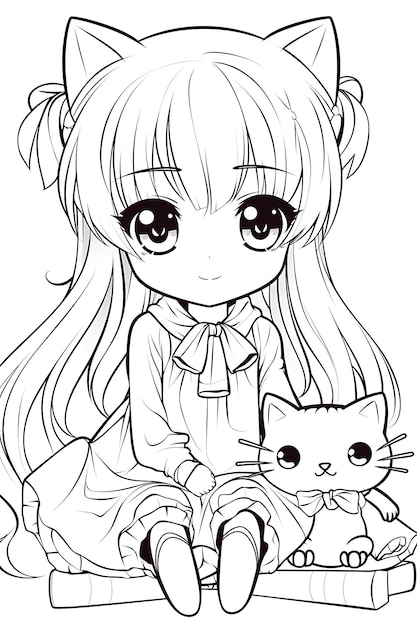 Premium Vector  Kawaii coloring page