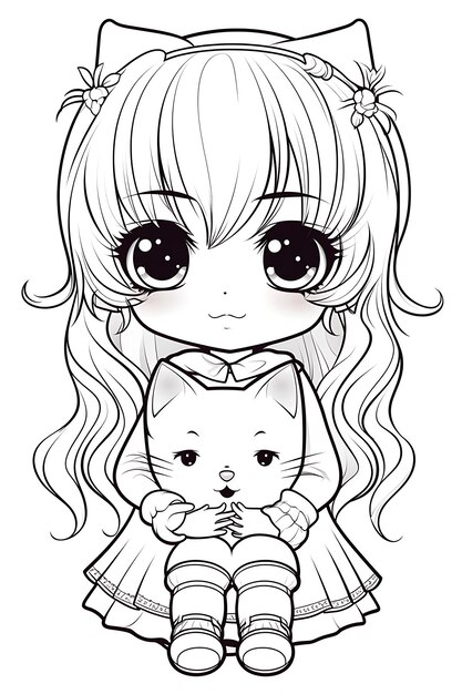 Vector kawaii coloring page