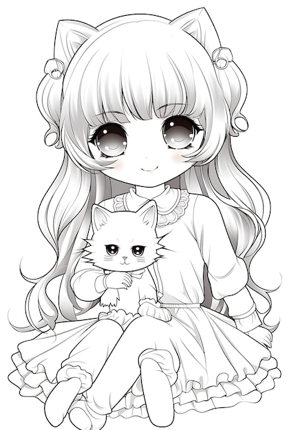 Vector kawaii coloring page