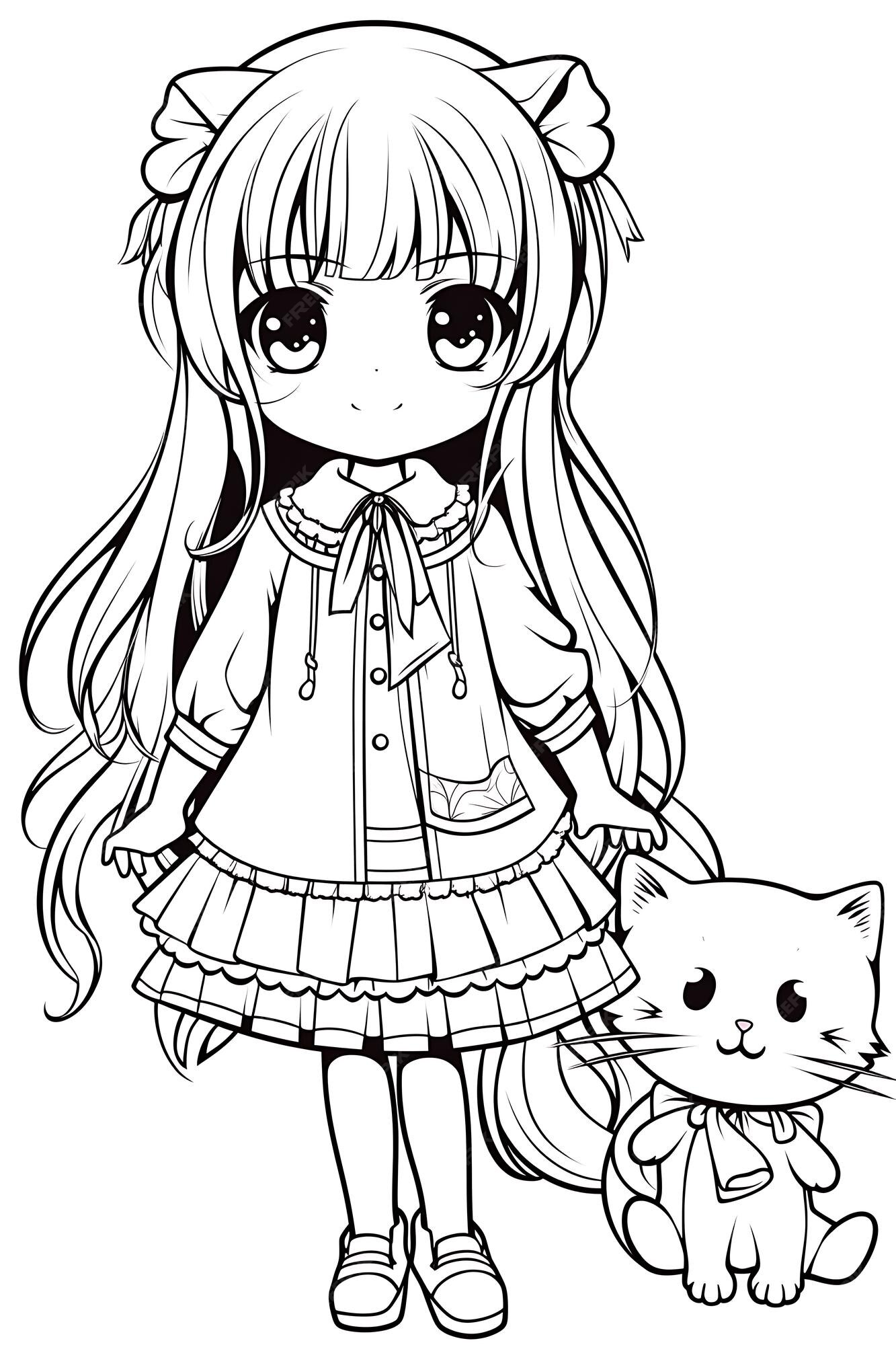 Premium Vector  Kawaii coloring page