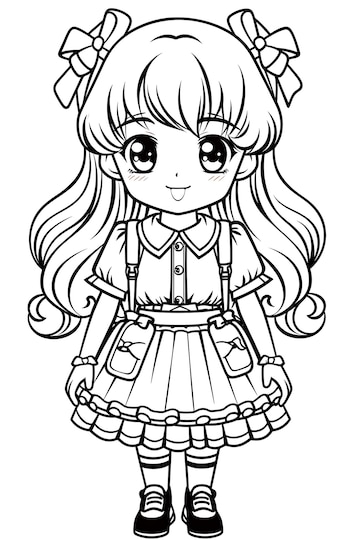 Chibi Coloring Pages 15906867 Vector Art at Vecteezy