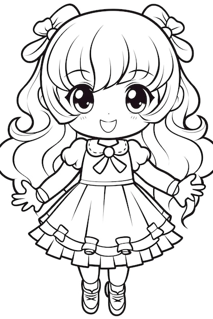 Vector kawaii coloring page