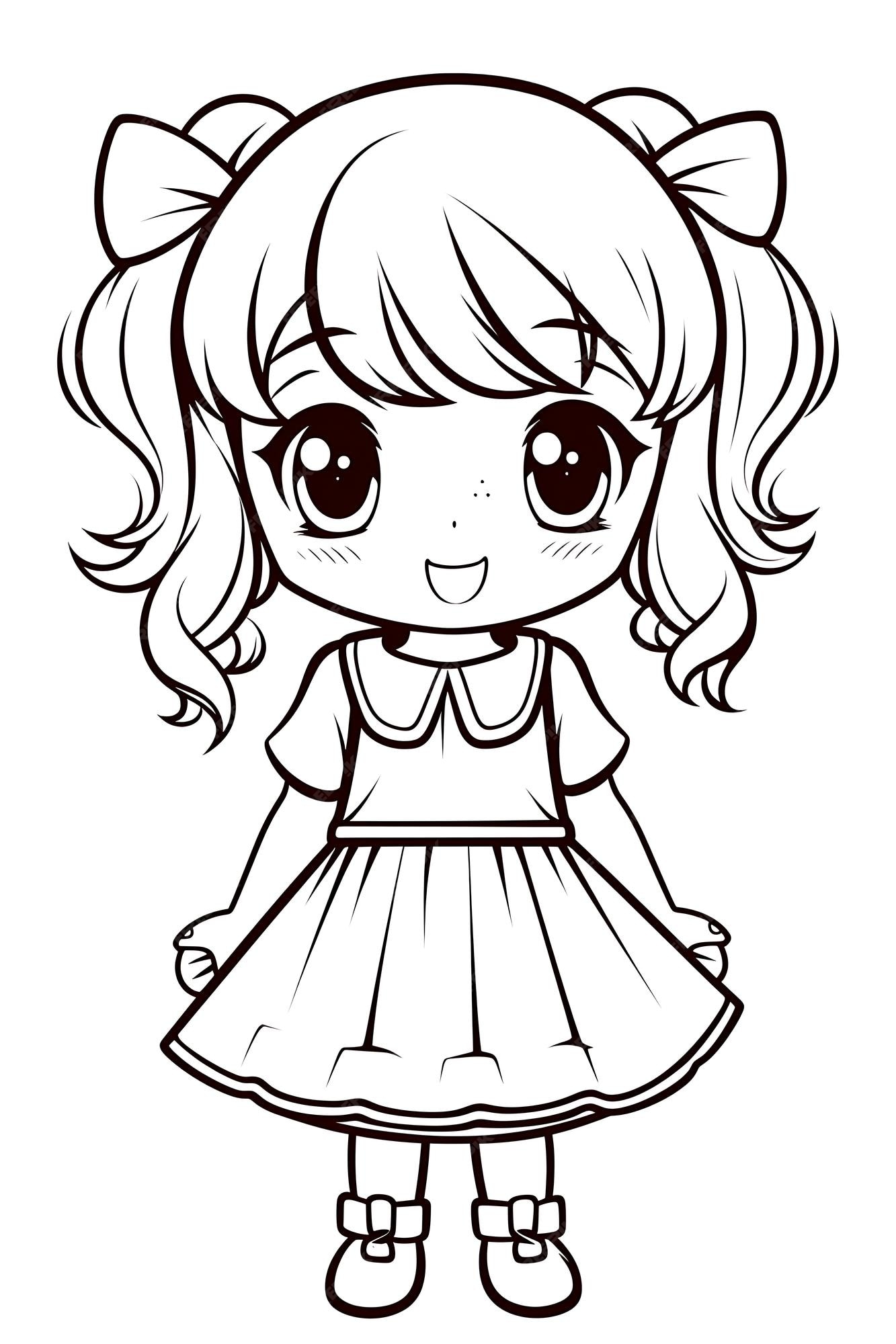 Premium Vector  Kawaii coloring page