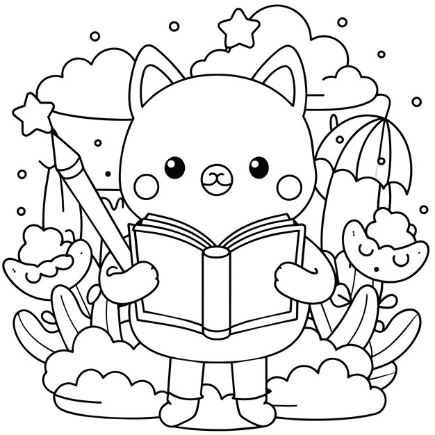 Vector kawaii coloring page