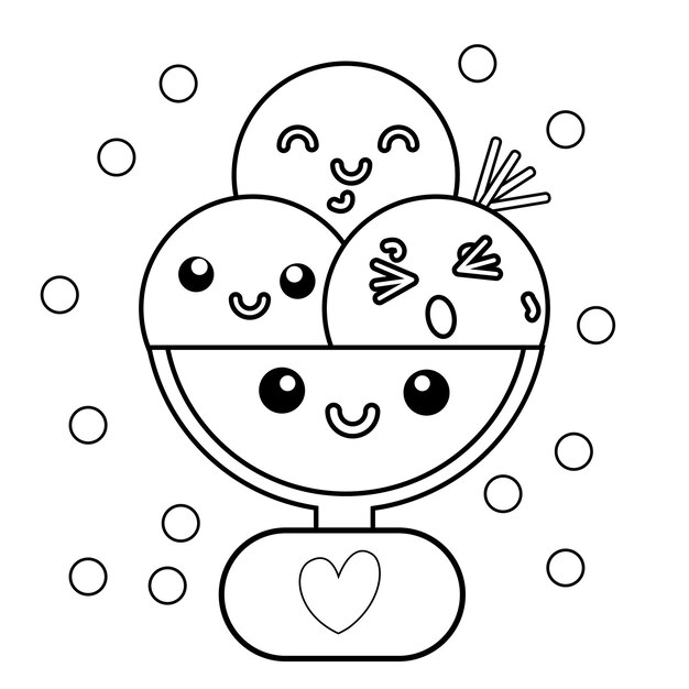 Vector kawaii coloring pages for kids