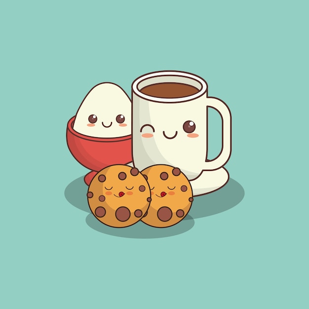 귀여운 쿠키와 커피 컵