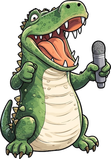 kawaii Crocodile singing sticker white background