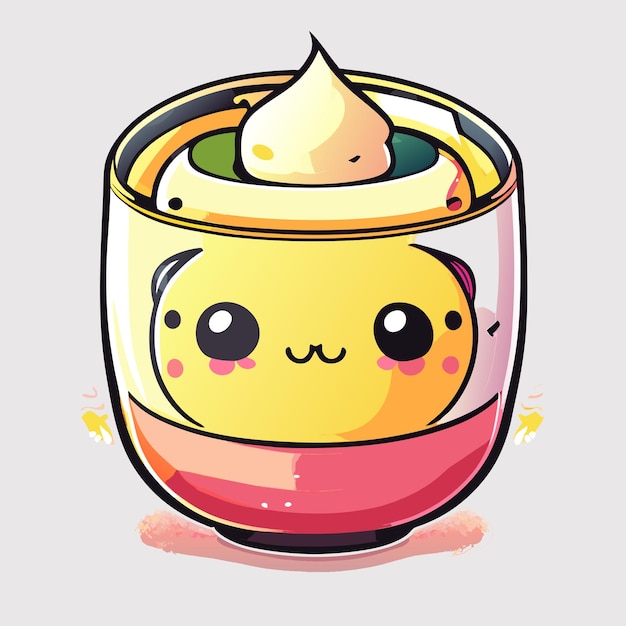 Vector kawaii cup of tea with a face t shirt design graphic