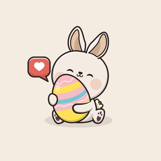 Kawaii Cute Bunny Rabbit Easter egg illustration