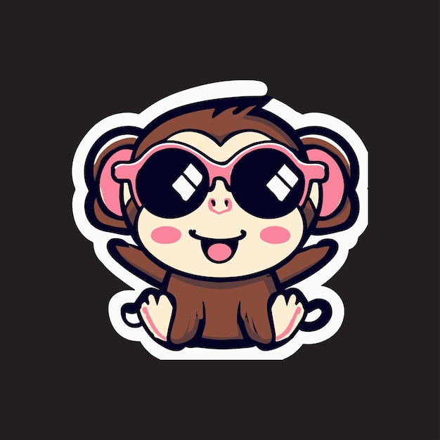 Vector kawaii cute happy monkey t shirt design