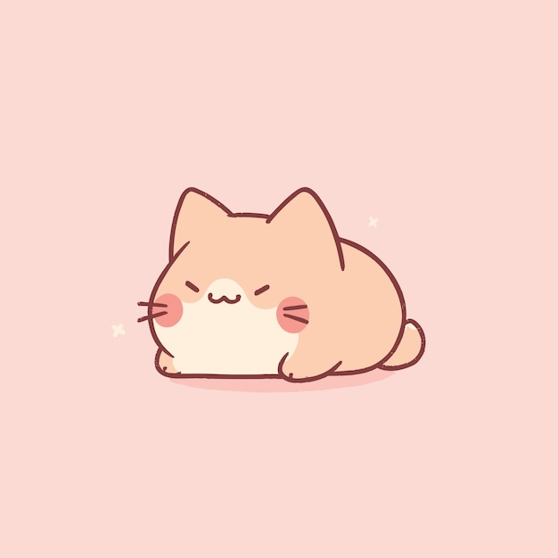 kawaii cute and minimal kitten vector