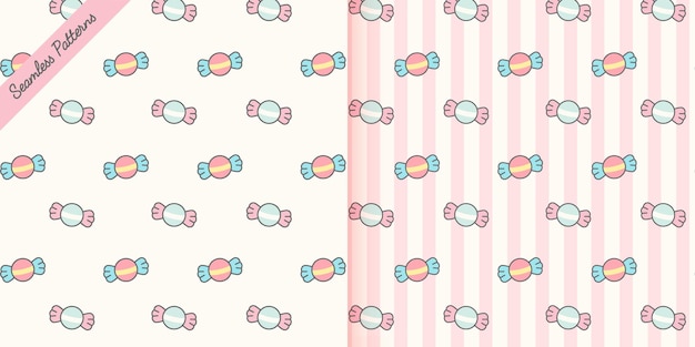 Kawaii cute pastel candy sweets desserts seamless pattern