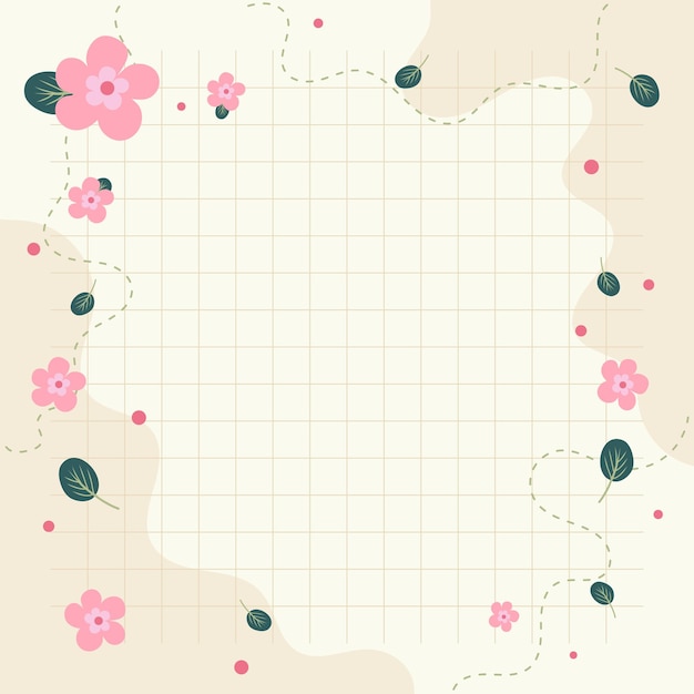 Kawaii Cute Pink Flower background vector illustrations with scribbles