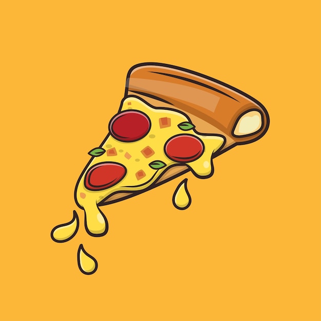 Kawaii cute pizza icon mascot illustration