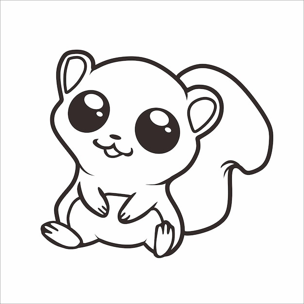 Kawaii cute squirrel coloring pages