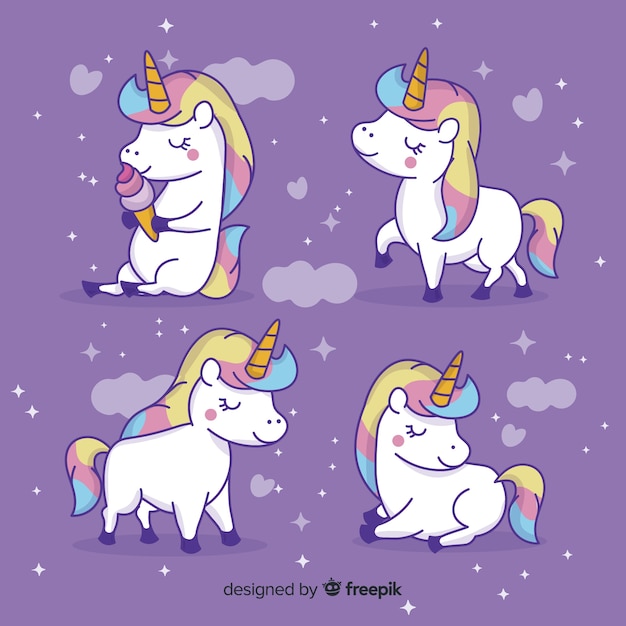 Kawaii cute unicorn character collection