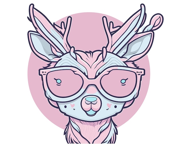 ベクトル カワイ 太陽眼鏡をかぶった鹿のベクトル画像