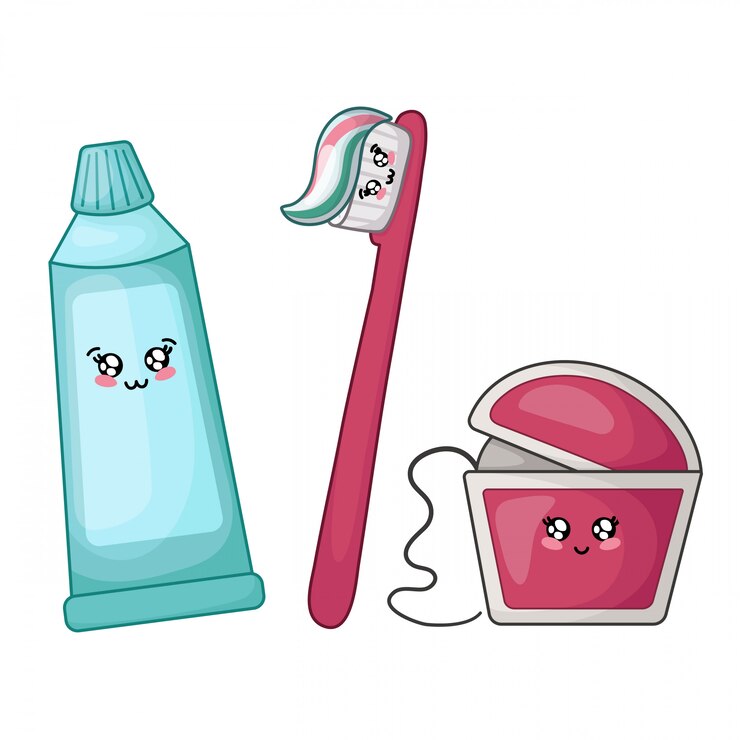 Kawaii зубная нить, зубная паста и щетка
