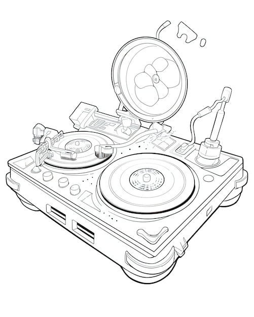 Vector kawaii dj speler kleurboek tekening