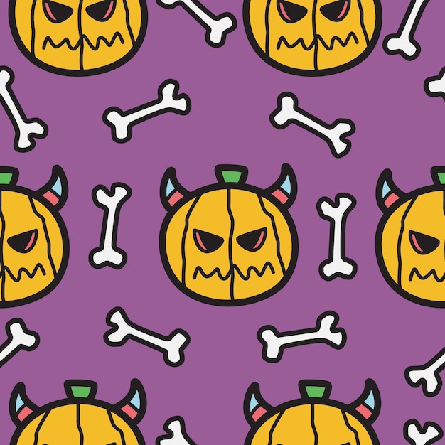 Kawaii doodle cartoon halloween pattern