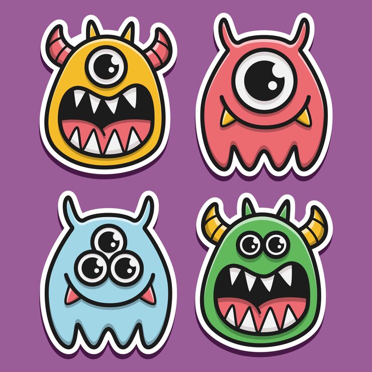 Vector カワイイ落書き漫画ハロウィンステッカーデザインイラスト